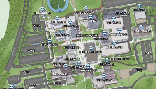map of LCC campus showing all the buildings