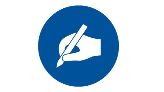 icon of a hand writing with a pen