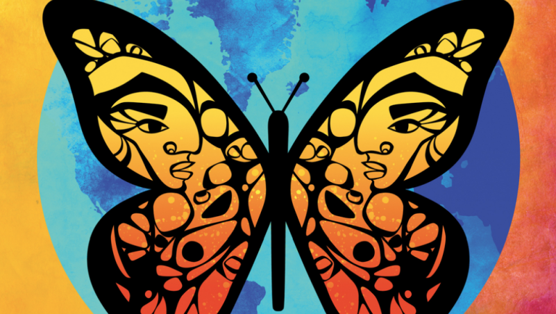 Butterfly on colorful background